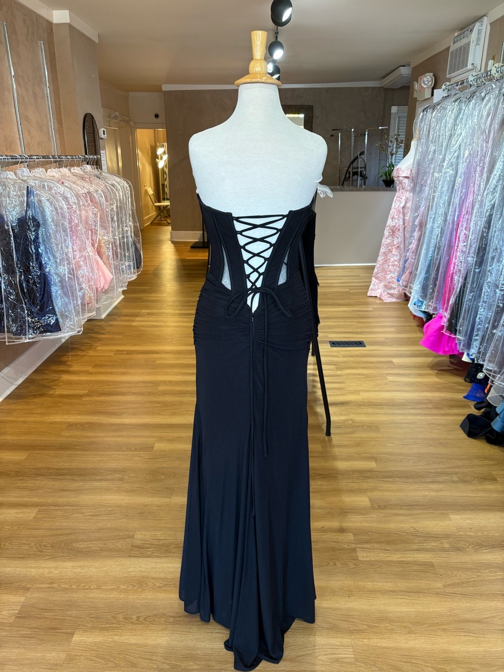 Black Strapless Corset Evening Gown - Picture 2 of 2